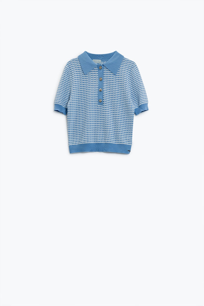 POLO  SHIRT WITH STRIPED KNIT