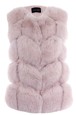 Paneled Natural Fur vest With knit back