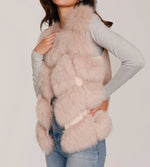 Paneled Natural Fur vest With knit back