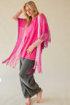 MESH TASSEL 1/2 SLEEVE LOOSE FIT KIMONO COVER UP