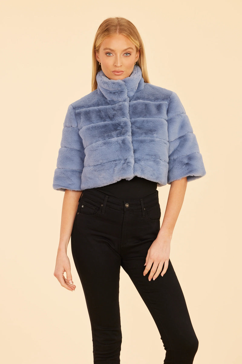 Faux Fur Paneled Cropped Jacket