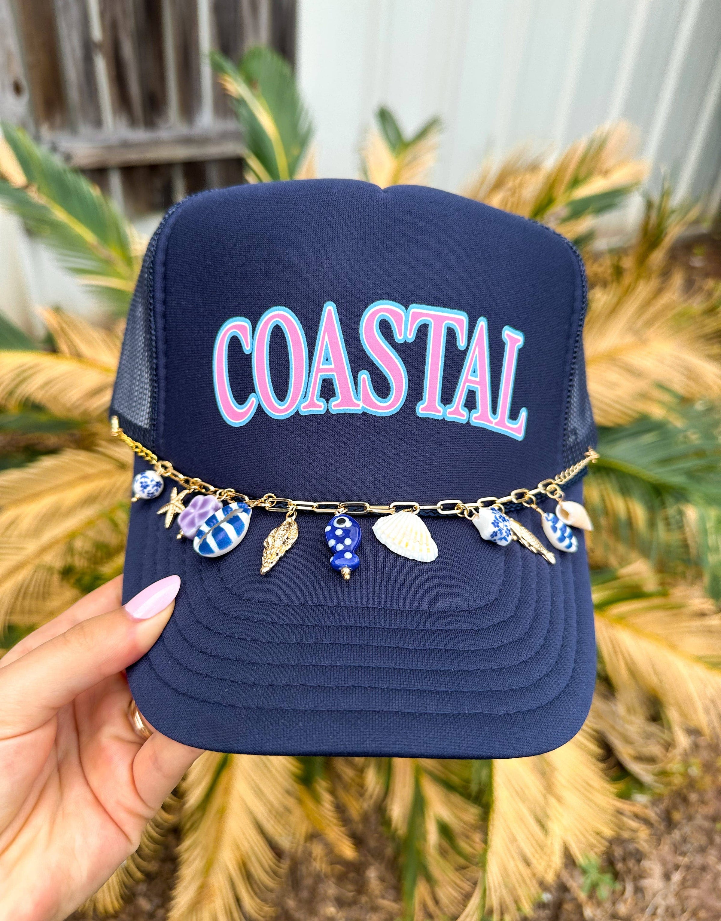 "Coastal Navy Trucker Hat" WITH CHAIN & PIN