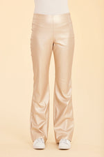 Metallic Faux Leather Flare Leggings