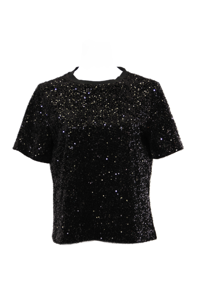 Black Short Sleeve Sequin Tee