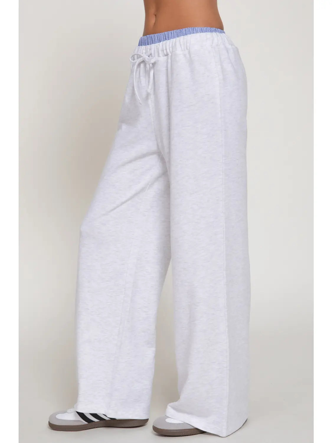 Gray Drawstring Wide Leg Lounge Pants