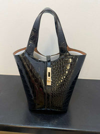 Croc Embossed Structured Top Handle Tote Bag