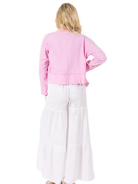 Pink Cropped Utility Jacket with Button Front and Pocket Detail