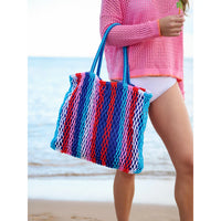 Multicolor Striped Mesh Net Tote Bag