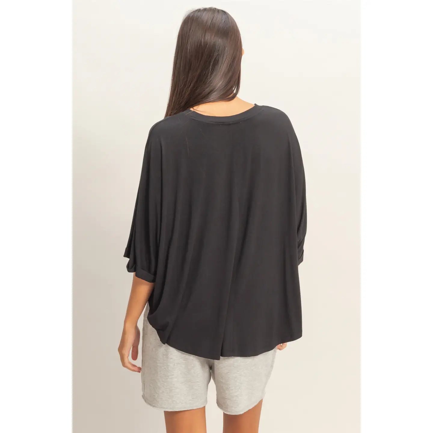 Black Oversized Cropped Lounge Tee