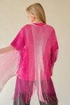 MESH TASSEL 1/2 SLEEVE LOOSE FIT KIMONO COVER UP