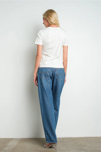 White Galaxy Speckled Short Sleeve Crew Neck Tee
