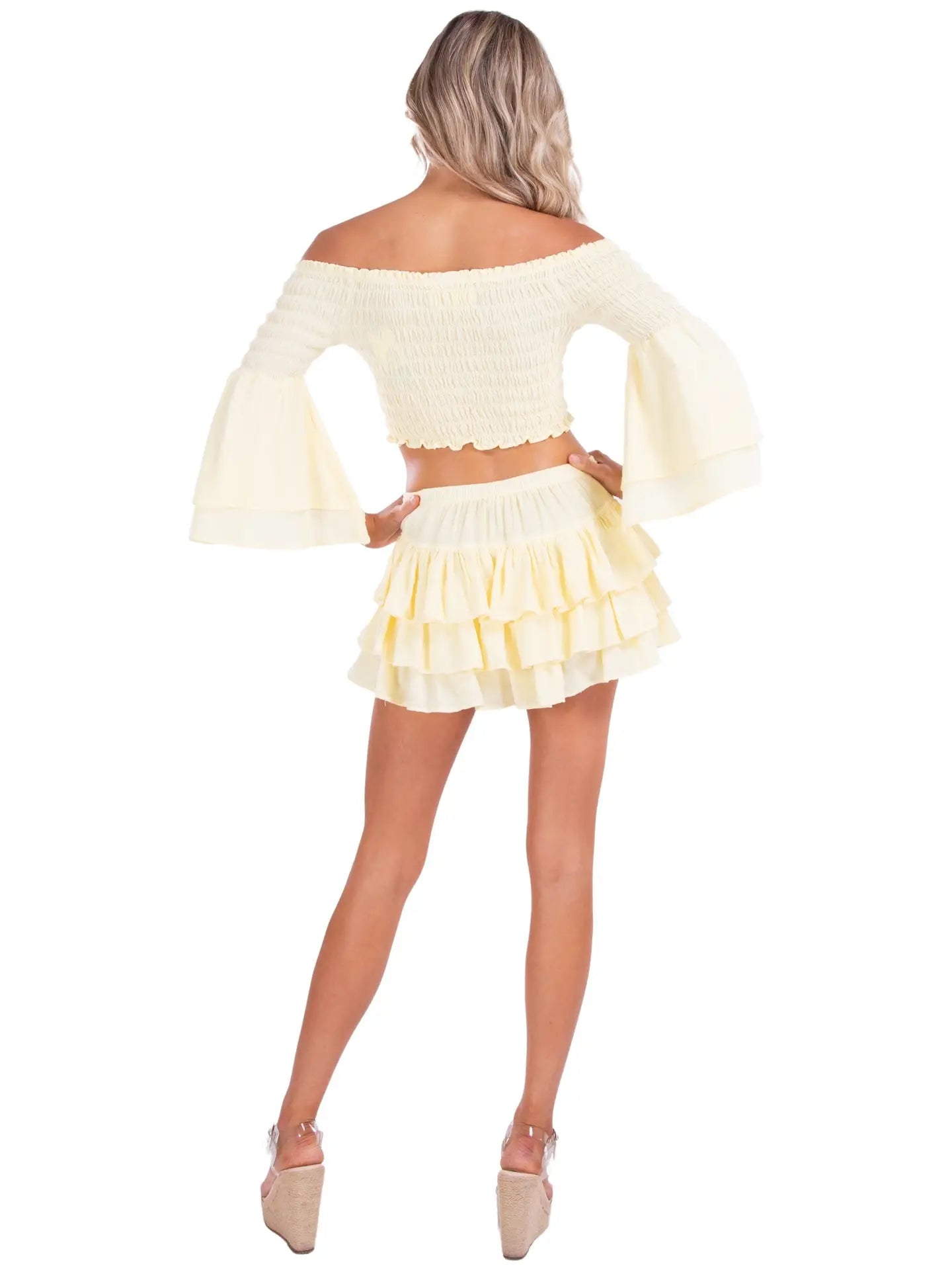 Butter Yellow Tiered Ruffle Skort