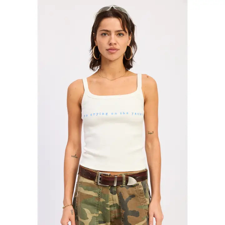 Square Neck Graphic Slim Fit Tank Top