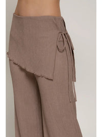 Nude Textured Wrap Detail Wide Leg Pants