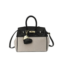 Two-Tone Structured Top Handle Satchel Bag