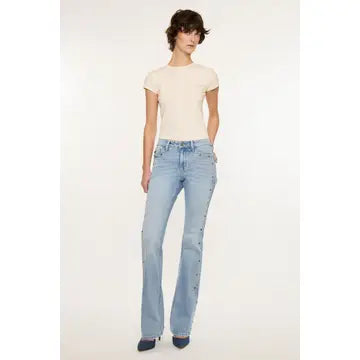 Mid Rise Studded Bootcut Jean