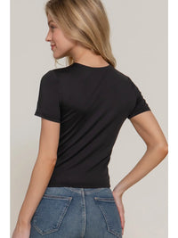 Classic Black Crew Neck Short Sleeve Fitted Tee