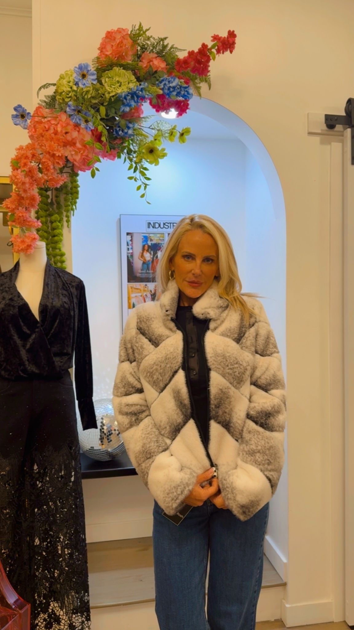 Zipper Reversible Fur Jacket