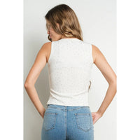 Embellished Sleeveless White Tank Top