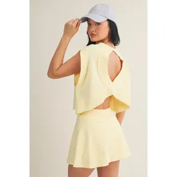 Light Blue Open Back Cropped Active Top