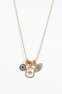 Trio of Evil Eye Crystal Charm Necklace