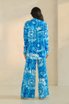 Blue Tie-Dye 3-Piece Wide-Leg Pant Set