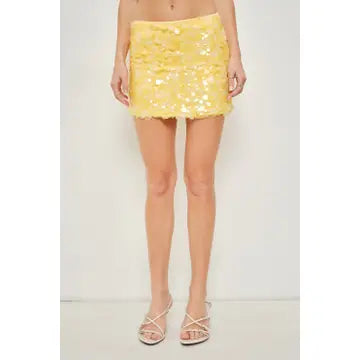 Yellow Sequin Mini Skort