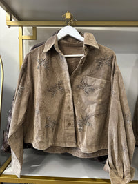 Corduroy Button Down with Crystals