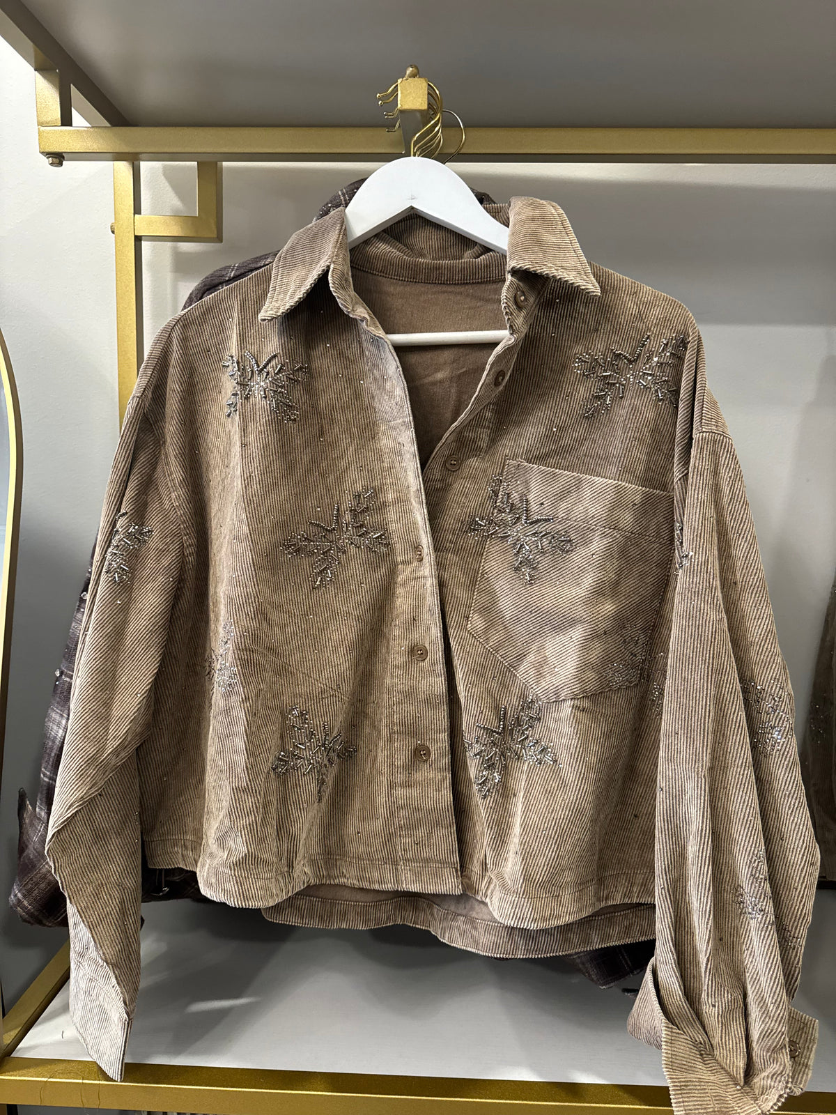 Corduroy Button Down with Crystals