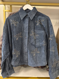 Corduroy Button Down with Crystals