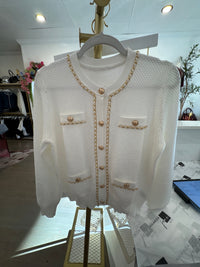Leather Braided Trim with Gold Button
