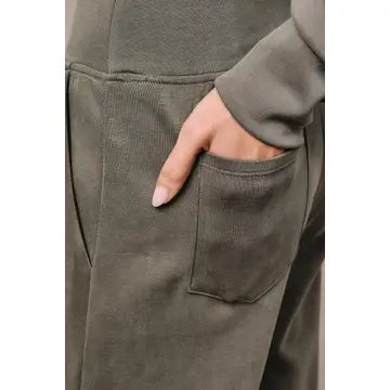 High Waist Wide Band Back Patch Pocket Wide Leg Pants