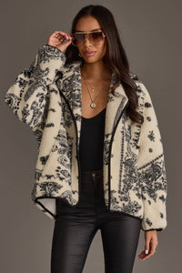White & Black Paisley Fleece