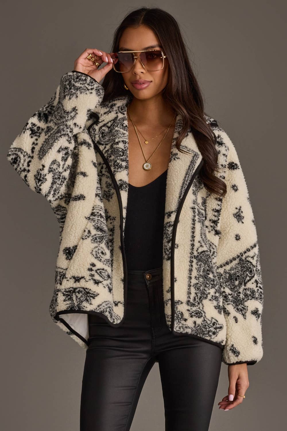 White & Black Paisley Fleece