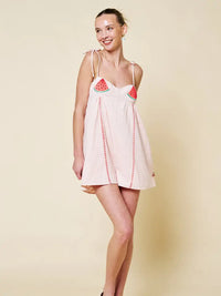 Watermelon Embroidered Tie Strap Romper