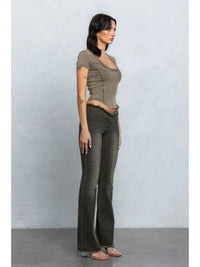 Vintage Wash Detail Fitted Crop Top