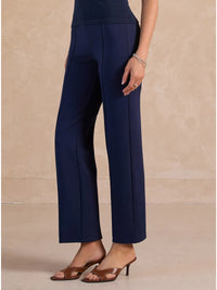 Navy High Waist Tailored Straight Leg Pants
