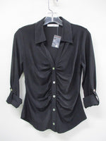 Ruched Collared  Button Down Top
