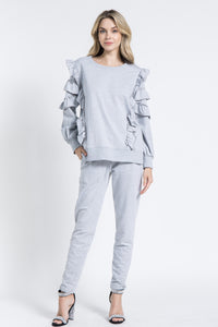 Grey Pearl Embellished Jogger Pants