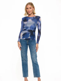 Blue Mesh Abstract Long Sleeve