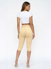 Classic Nude High Waisted Capri Pants with Stretch Fit