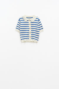 POLO SHIRT WITH STRIPES AND FRONT CLOSURE