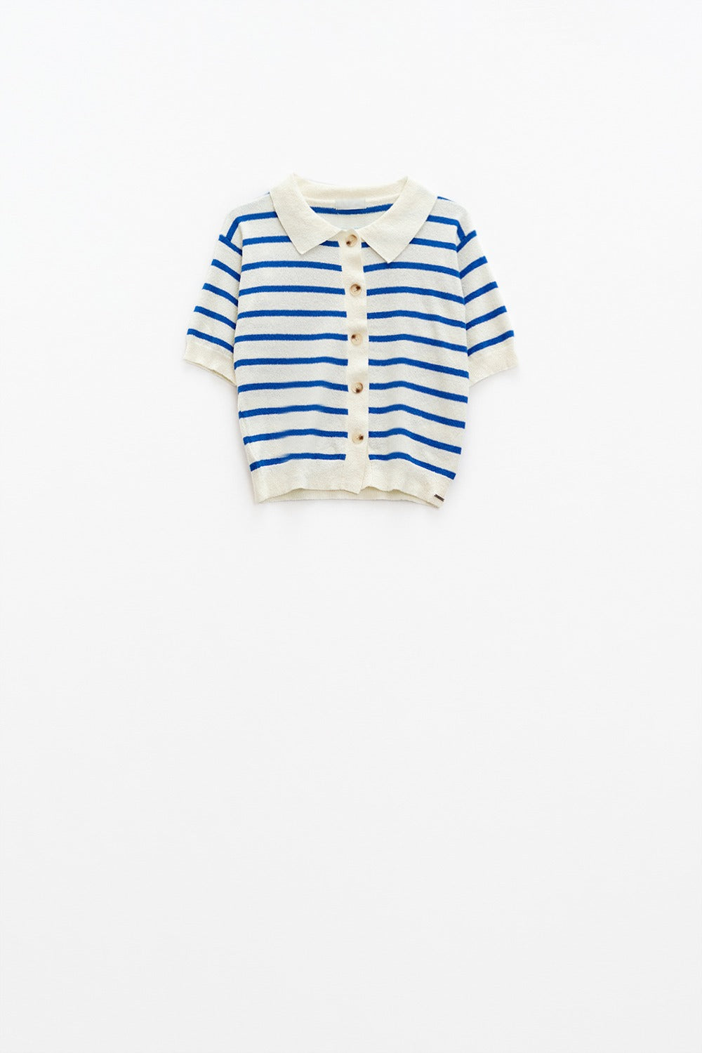 POLO SHIRT WITH STRIPES AND FRONT CLOSURE