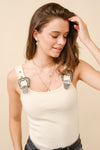 Ribbed Western Buckle Bodysuit nude