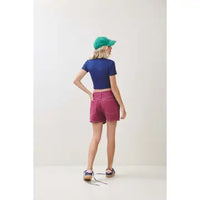 Navy Ribbed Button Front Cropped Tee