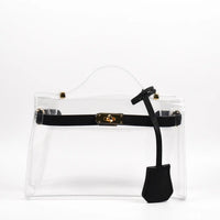 Clear Structured Top Handle Handbag with Inner Pouch