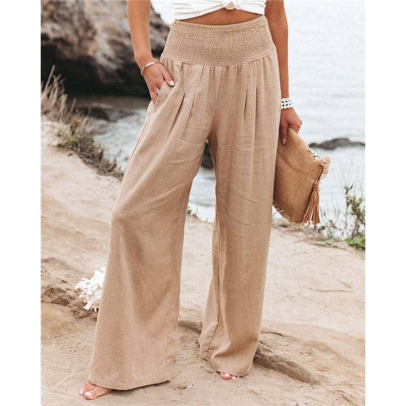 Summer Loose Wide Leg Cotton Linen Pants Women