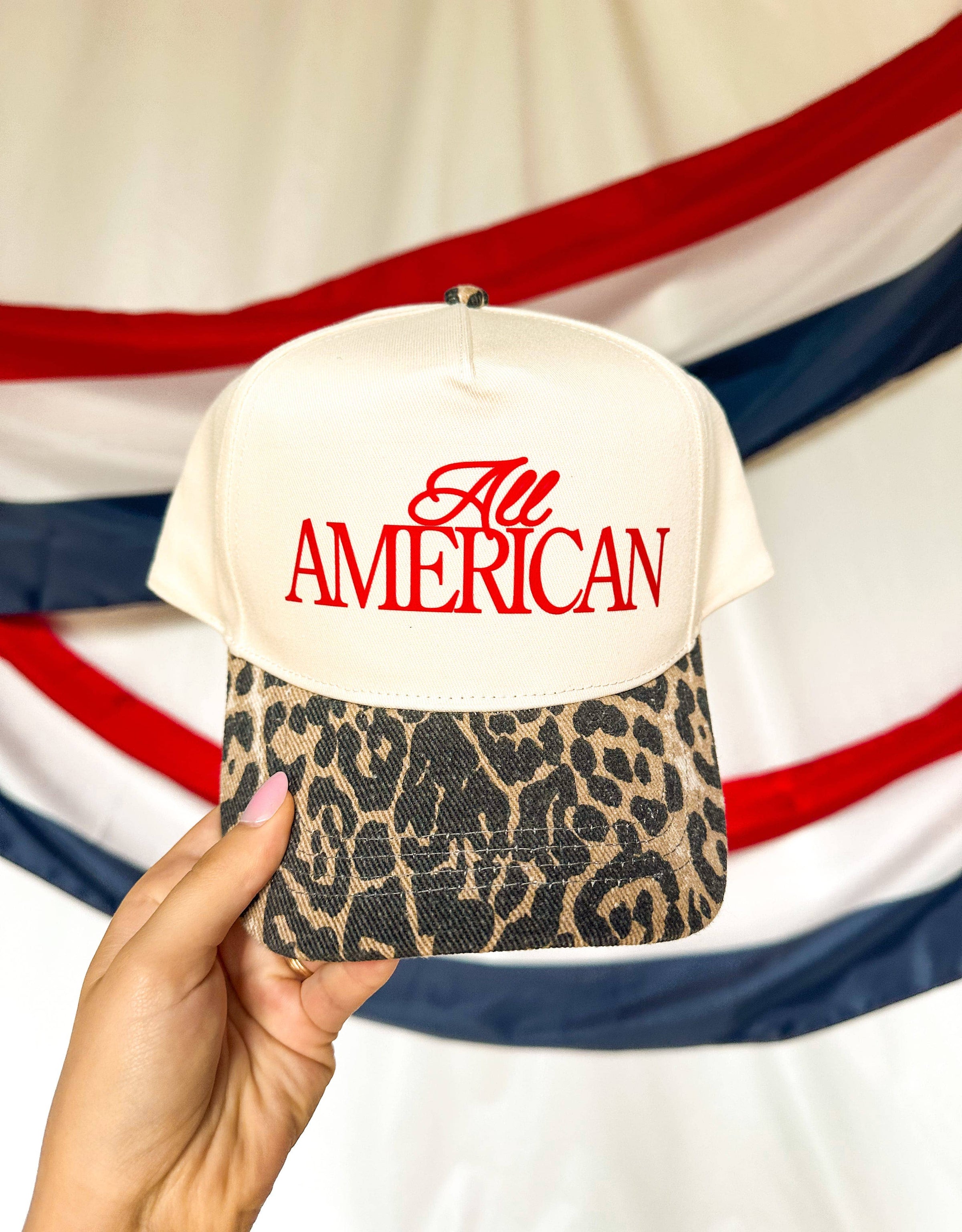 All American Washed Leopard Canvas Trucker Hat