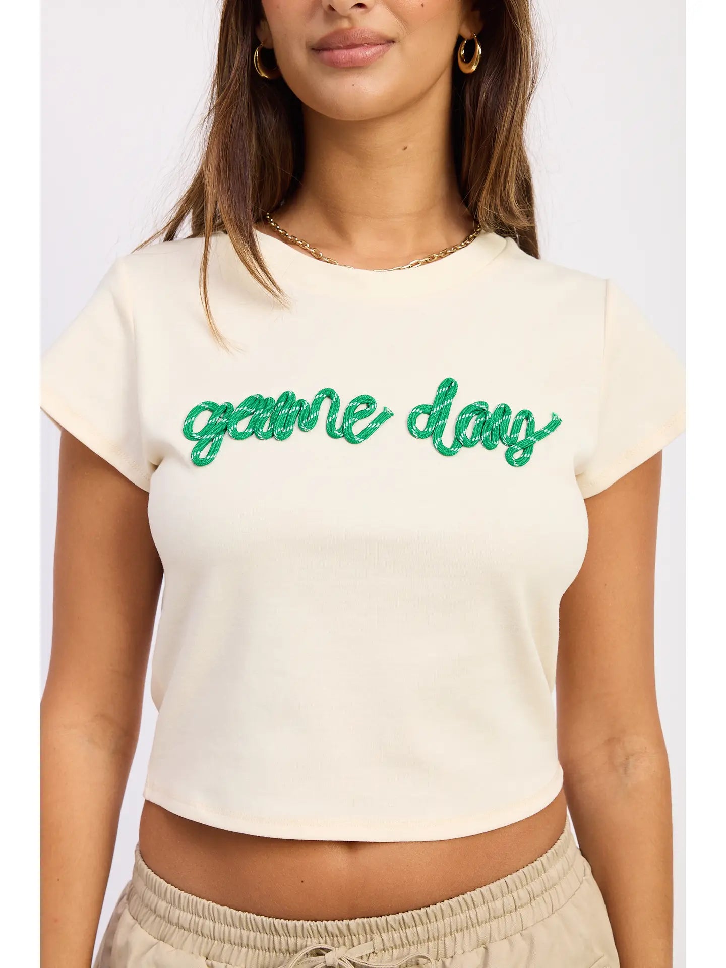 Green Day Graphic Cropped Tee Casual Short Sleeve Top
