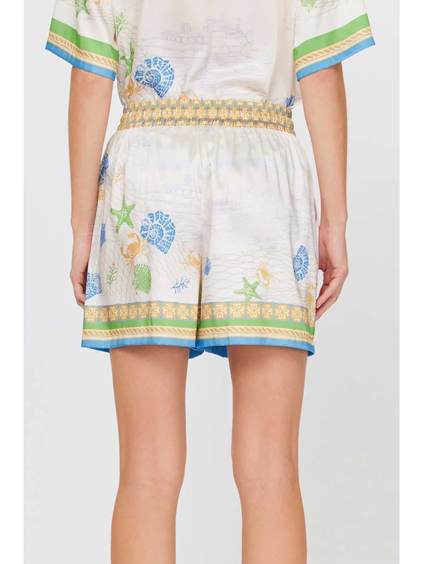 Coastal Print Drawstring Waist Lounge Shorts